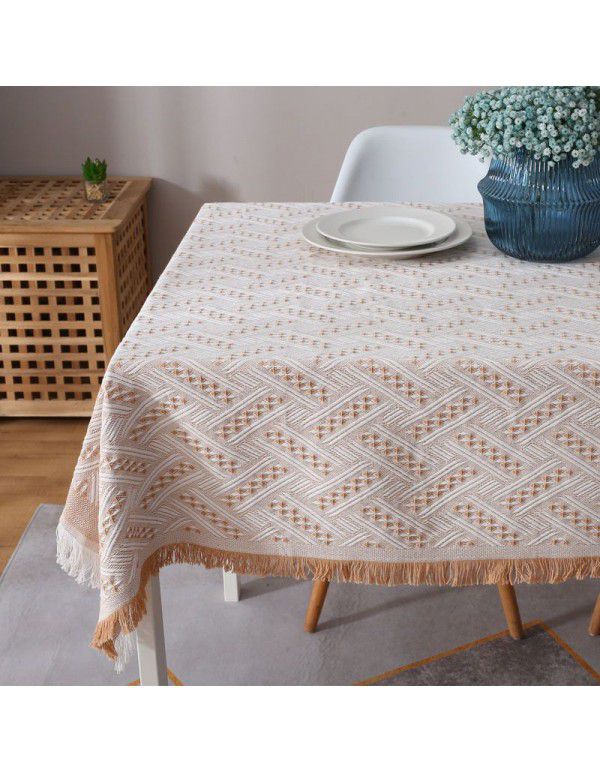 Nordic tea table mat table cloth INS wind white bedside table cloth cover rectangular table table cloth dust cover cloth table mat