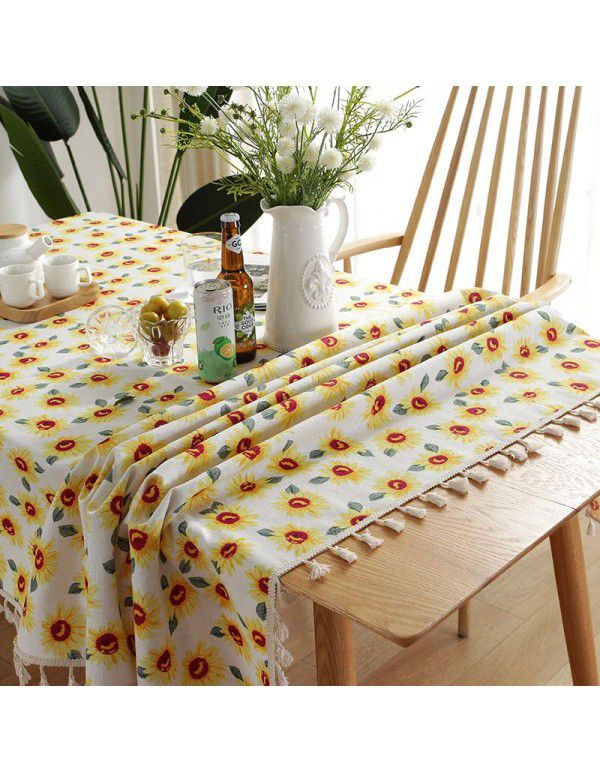 Cloth Papa New Chinese Vintage Blue and White Porcelain Cotton Linen ins Rectangular Table Table Cloth Tassel Table Cushion Tea Table Table Cloth