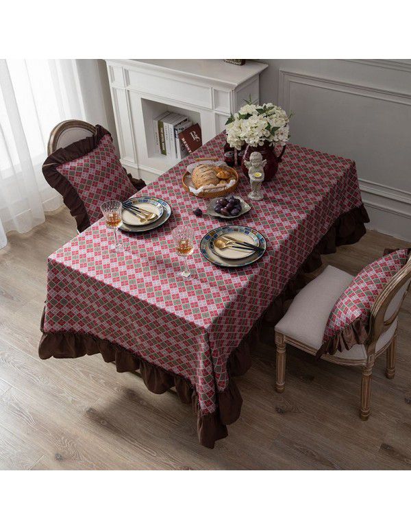 Luxury retro fashion ruffle household table cloth suit cotton palace creative western restaurant table cloth tea table cloth