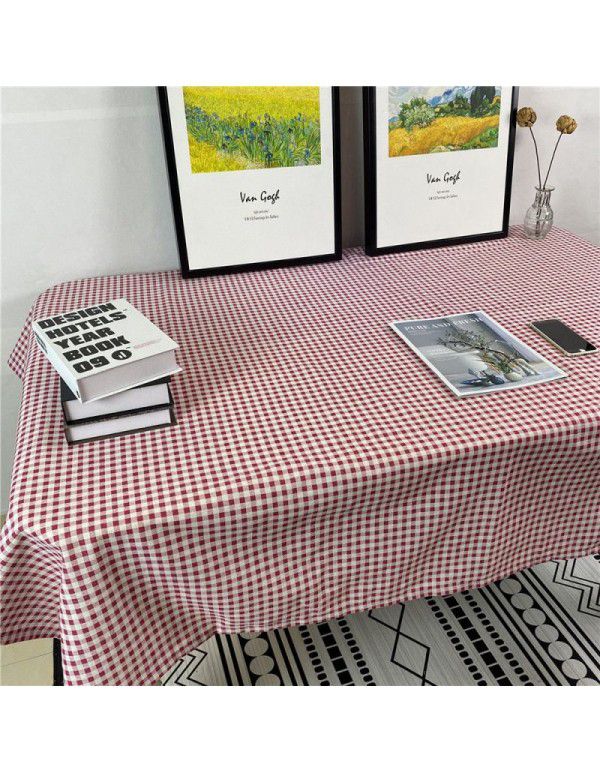 Korean retro blue floral tablecloth ins style rose picnicking cloth background cloth cotton linen tea table cloth