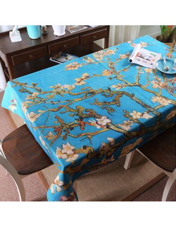 Foreign trade direct supply wholesale Van Gogh digital printing cotton linen tablecloth cloth table cloth tea table rectangular cover cloth