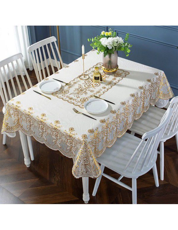 Plastic tablecloth waterproof, antifouling, oil proof, wash free tablecloth PVC table mat European rectangular tea table net red tablecloth