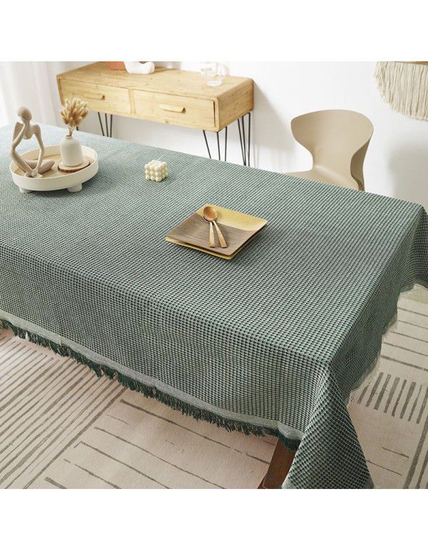 Japanese style quiet wind milk tea color tablecloth ins wind thickened cotton and linen cloth art advanced sense light luxury table square tablecloth