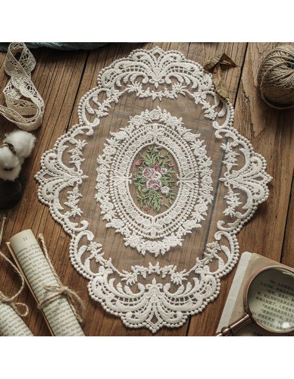 Round handmade crochet crochet tablecloth cloth hollowed out household living room tea table cloth dust-proof cover cloth retro decoration