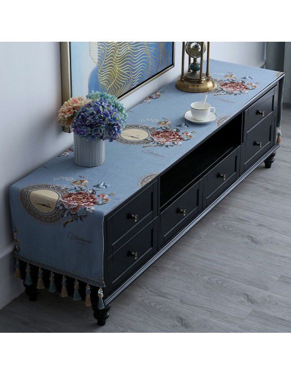 European style TV cabinet cover cloth, table cloth, rectangular tea table, living room, dust-proof cover, table cloth, table mat, shoe cabinet cloth