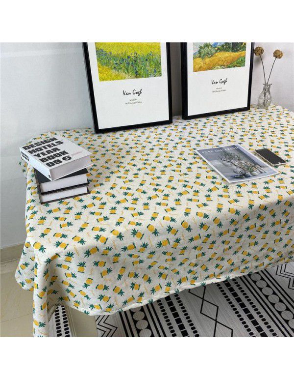 Korean retro blue floral tablecloth ins style rose picnicking cloth background cloth cotton linen tea table cloth