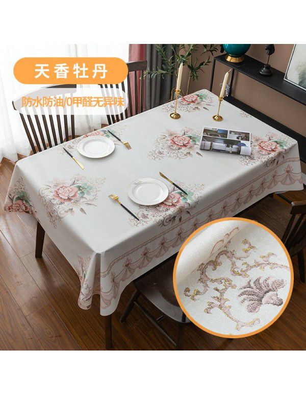 Home Nordic tablecloth waterproof, oil proof, scald proof, wash free table mat, tea table cloth ins style pvc tablecloth spot wholesale