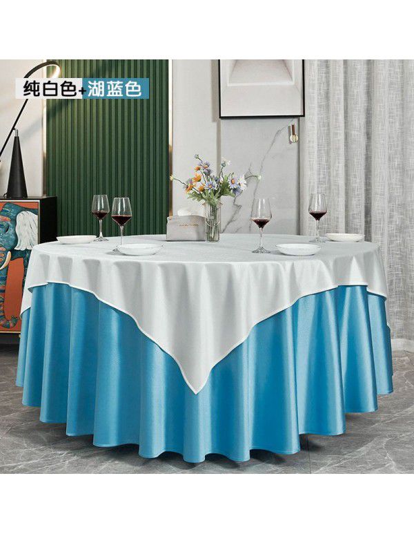 Hotel Round Table Table Cloth Hotel Round Table Restaurant Round Table Cloth Solid Color Banquet New Chinese Fabric Art