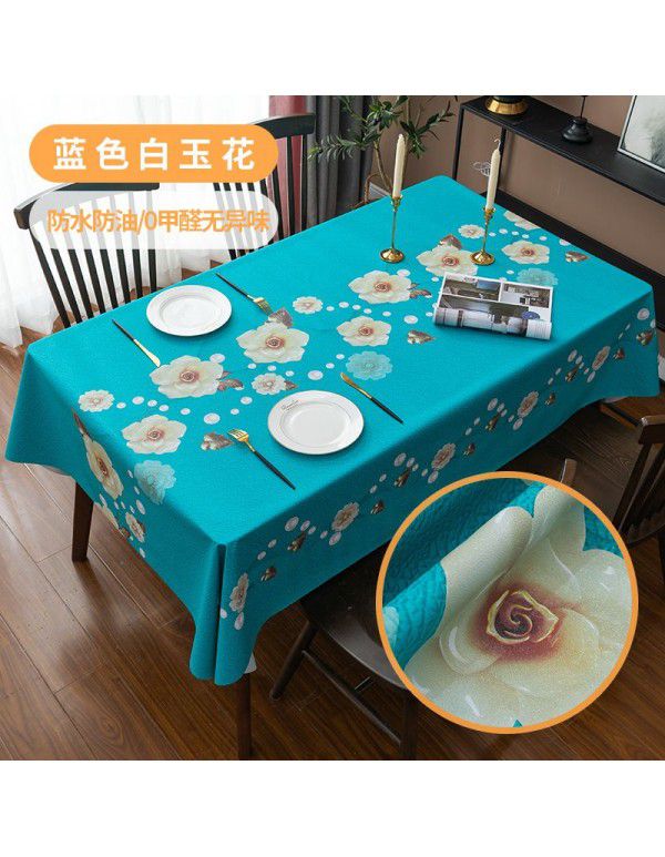 Home Nordic tablecloth waterproof, oil proof, scald proof, wash free table mat, tea table cloth ins style pvc tablecloth spot wholesale