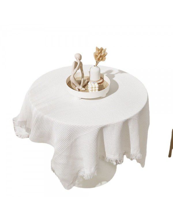 French tablecloth ins Japanese cotton linen white high-grade luxury tea table table table cloth bedside table cloth