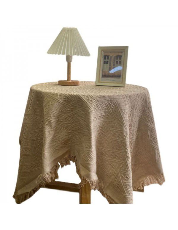 Ins Wind Khaki Knitted Table Cloth, Sofa Cover, Blanket, Sofa Cover, TV Cabinet Cover, Picnic Cloth, French Cover