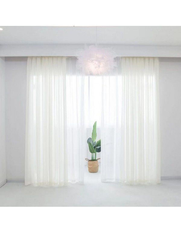 Curtain screen, white linen, thickened window screen, finished bedroom partition screen, floating window, white screen, balcony screen