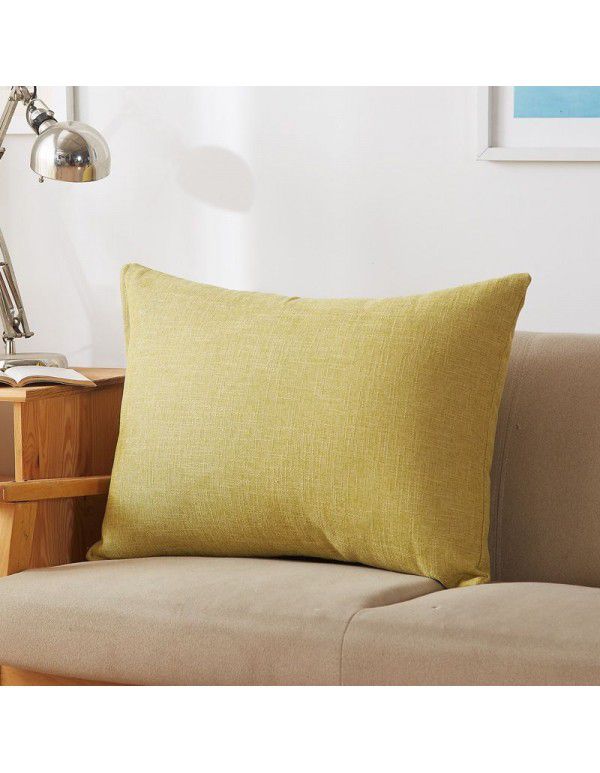 Solid color waist pillow sofa pillow thickened linen cushion living room large 607080 rectangular pillow headboard