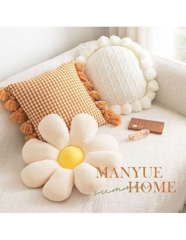 Small Daisy Flower Pillow ins Cute Sunflower Plush Cushion Sofa Float Window Living Room Cushion Pillow Bedroom 