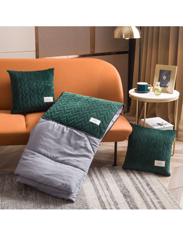 Velvet light luxury pillow, quilt dual-use thickened car office air conditioner, cushion sofa, nap pillow, pillow