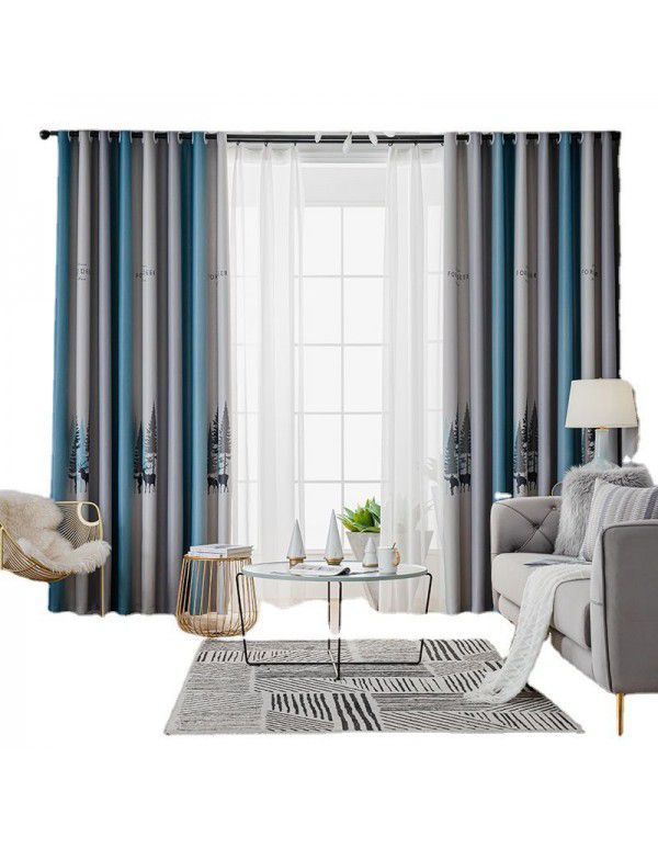 Curtain cloth wholesale, finished curtain, bedroom, home, living room, wind, shading curtain thickening, manufacturer, direct sale, quick sale