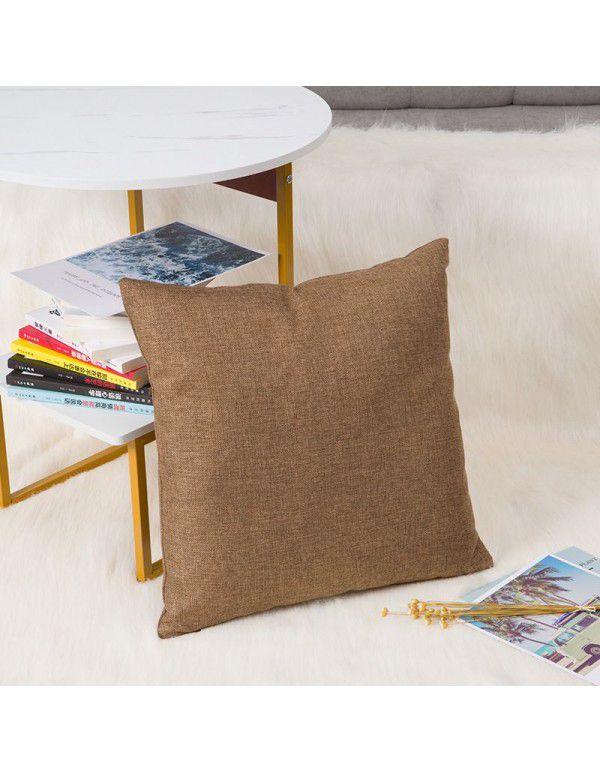 Nordic solid cotton linen pillow sofa cushion cover living room bedroom car office backrest multicolor modern simplicity