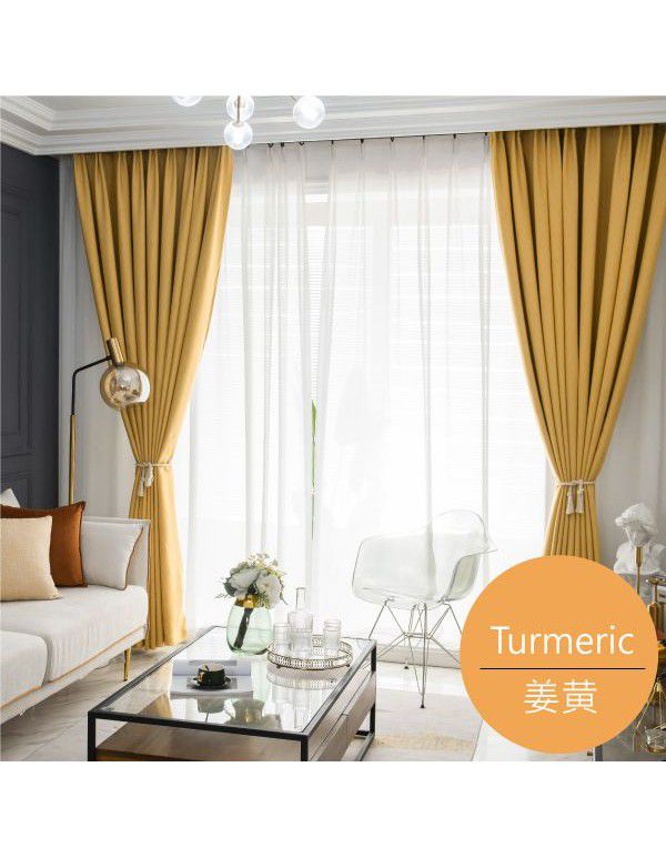 Silk language manufacturer wholesale cotton and linen blackout cloth Nordic style ins solid color curtain fabric hotel project meteor hemp