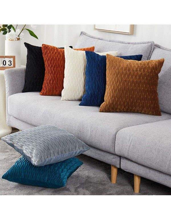 Cross border solid velvet pleated pillowcase Dutch velvet sofa cushion bedside pillow office waist support