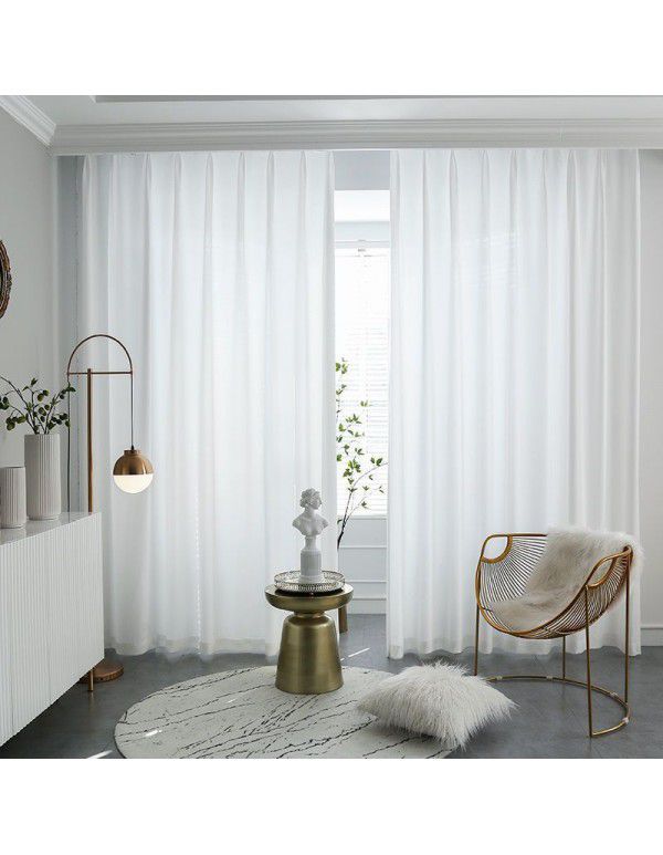 Yarn fabric Heavenly velvet thickened chiffon white gauze curtain is light transmissive and impermeable to the floating window, living room, gauze curtain, and curtain partition is immortal