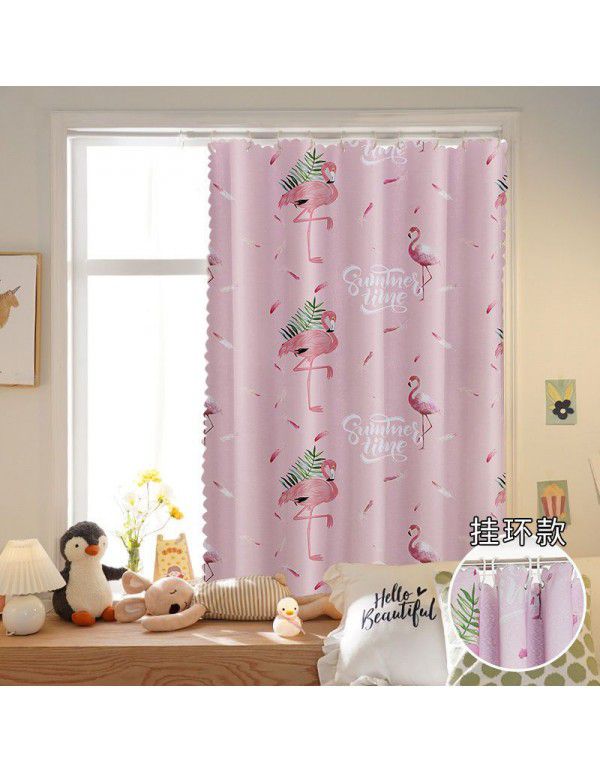 Cloth curtains, simple, hole free installation, curtain rod, a complete set of bedroom shading fabric, 2021 new cross-border