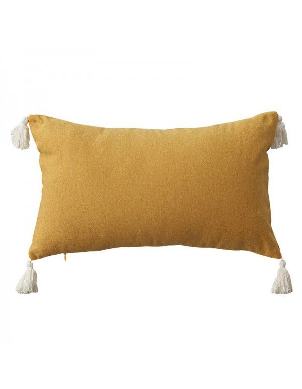 Nordic linen tassel pillow cover American style garden sofa pillow office waist pillow bedside cushion waist back wholesale