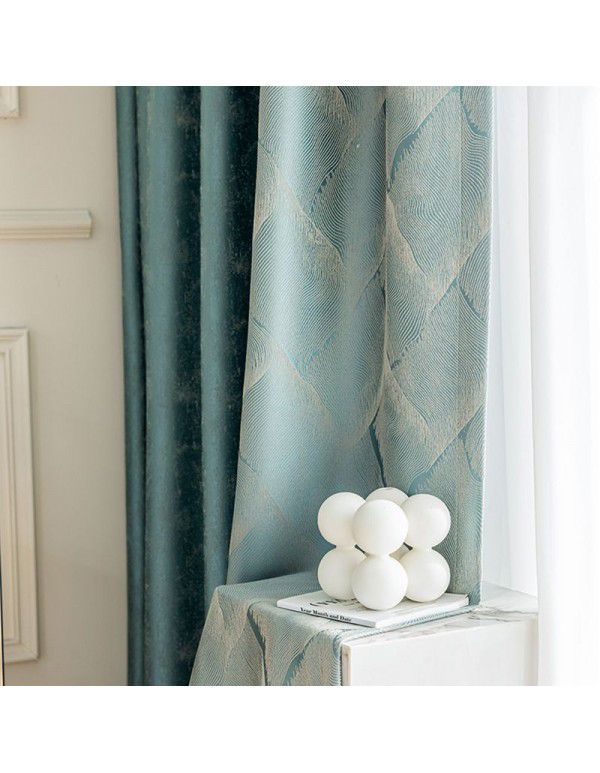 High precision texture malachite green mica grey modern luxury blackout curtain cloth finished villa curtain Venus