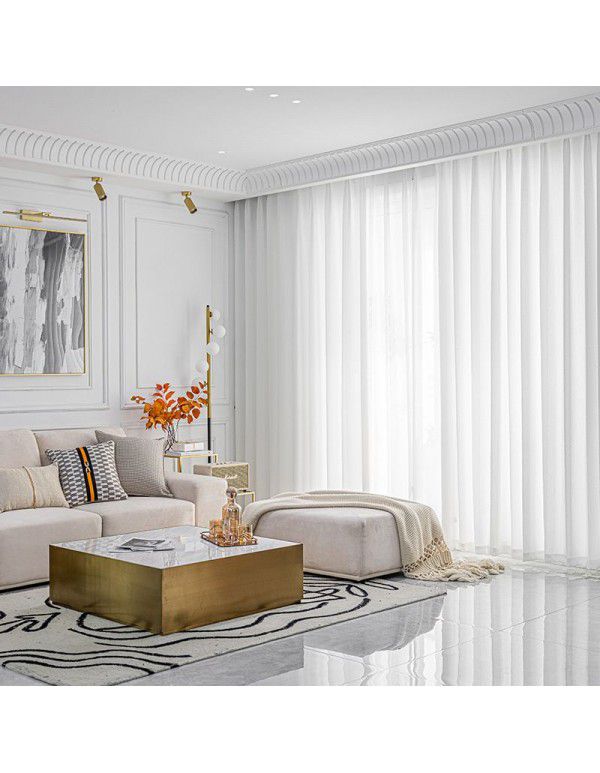 Light and luxurious gauze curtain, opaque, white gauze curtain, white sand shading balcony, seersucker, Japanese window screen