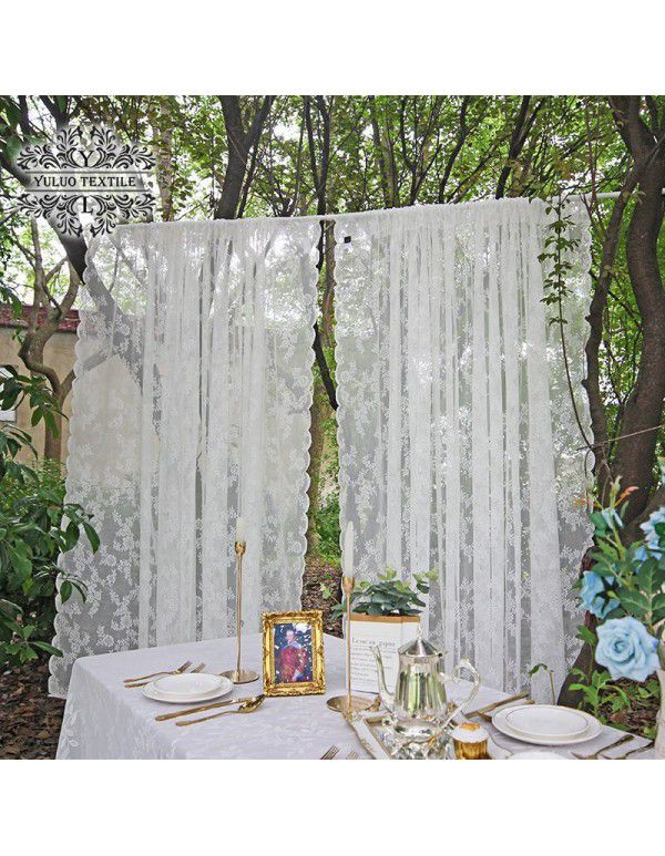 Lace window screen, finished jacquard yarn, French, Korean, American, pastoral, white screen curtain, door curtain, floating window bedroom