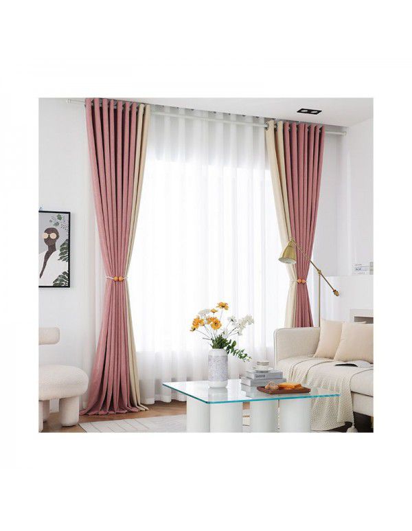 New minimalist nordic ins baby velvet finished curtain living room balcony window curtain