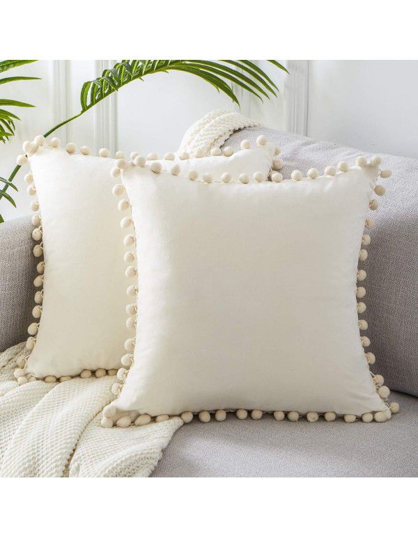 Nordic ins style pillowcase cross-border ball ball velvet solid color pillowcase office sofa pillow bedside cushion