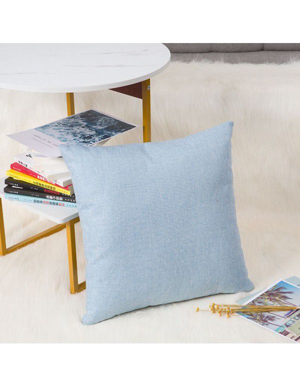 Nordic solid cotton linen pillow sofa cushion cover living room bedroom car office backrest multicolor modern simplicity