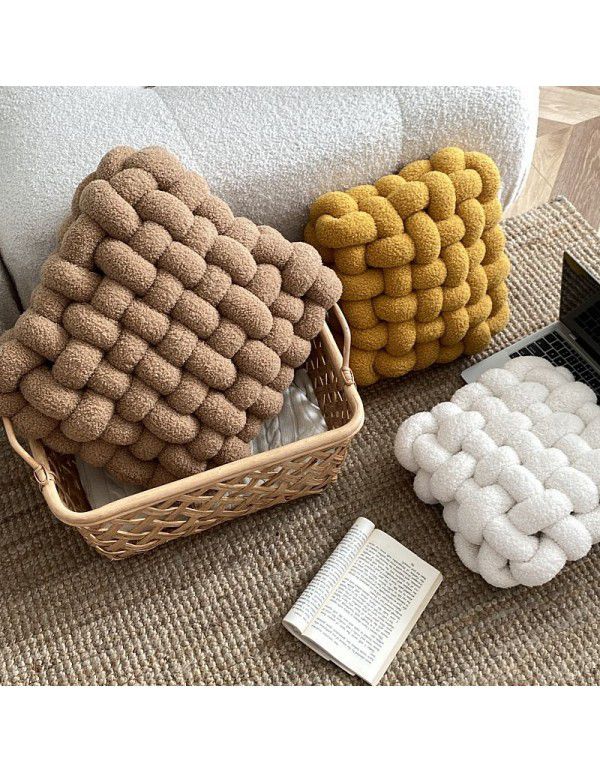 Nordic ins cashmere throw pillow square woven cushion cushion sofa back plush cushion decorative window cushion