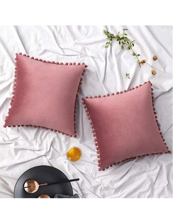 Nordic ins style pillowcase cross-border ball ball velvet solid color pillowcase office sofa pillow bedside cushion