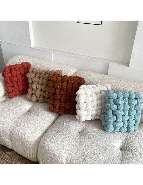 Nordic ins cashmere throw pillow square woven cushion cushion sofa back plush cushion decorative window cushion