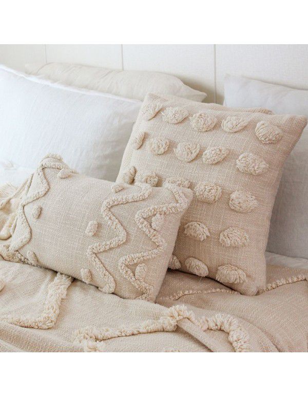 Spot Bohemian tufted pillowcase Nordic simple cotton waist pillow ins model room sofa cushion waist pillow