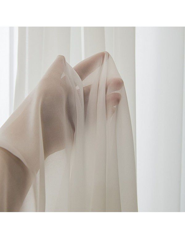 Nordic modern simple wind curtain, window screen, chiffon silk, satin, white yarn, solid color, transparent living room, screen curtain, balcony, bedroom