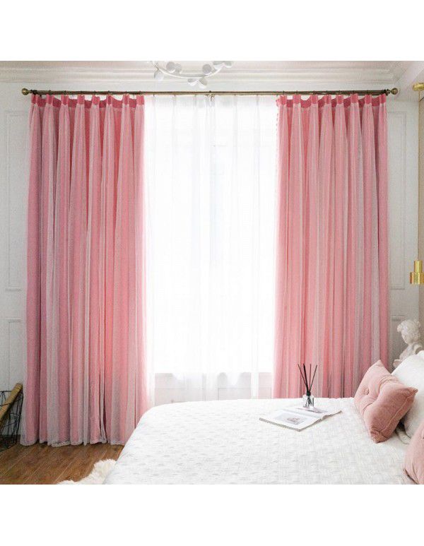 Net red blackout curtain hollow star bedroom hole free ins double decker deluxe floating window starry sky cloth wholesale