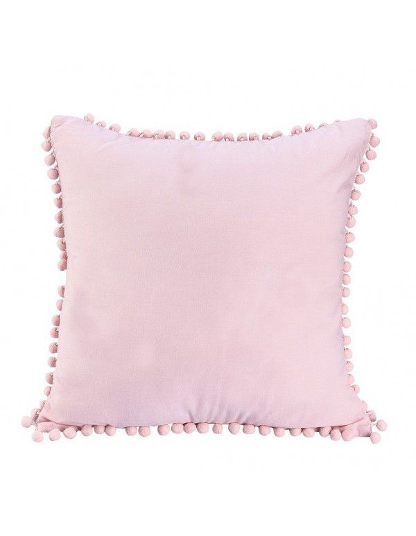 Nordic ins style pillowcase cross-border ball ball velvet solid color pillowcase office sofa pillow bedside cushion