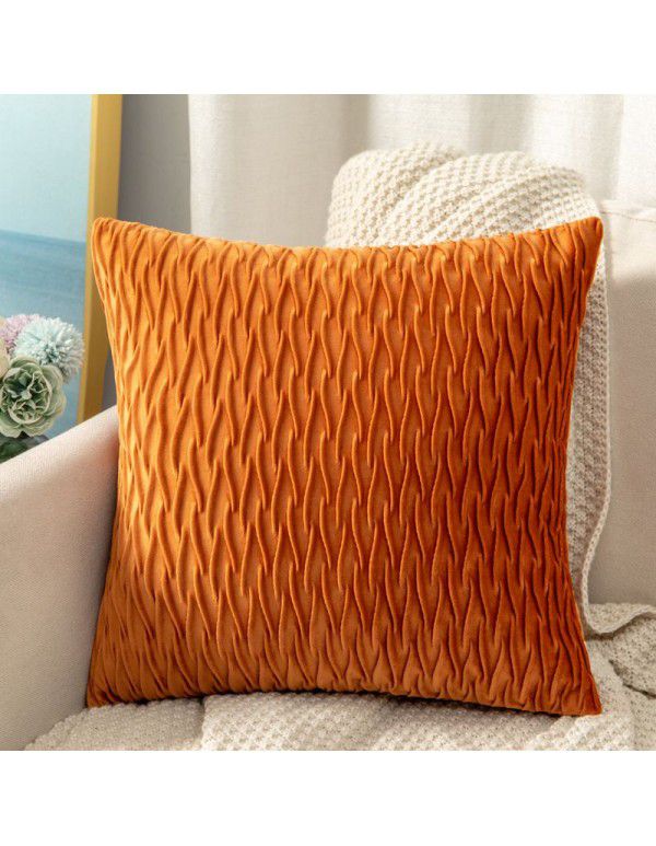 Cross border solid velvet pleated pillowcase Dutch velvet sofa cushion bedside pillow office waist support