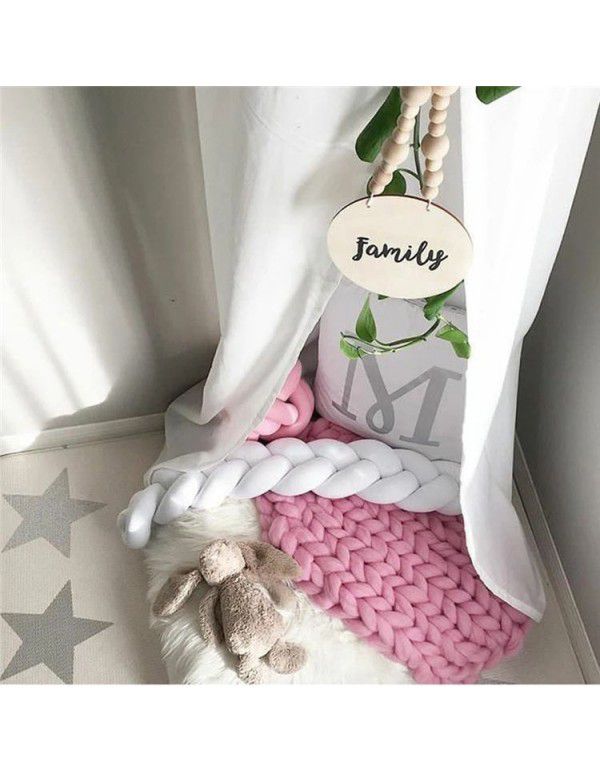 Ins Nordic children's room decoration DIY weave fried dough twist bed surround Danish Knot long tie ball pillow