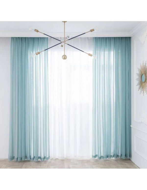 Curtain screen, white linen, thickened window screen, finished bedroom partition screen, floating window, white screen, balcony screen