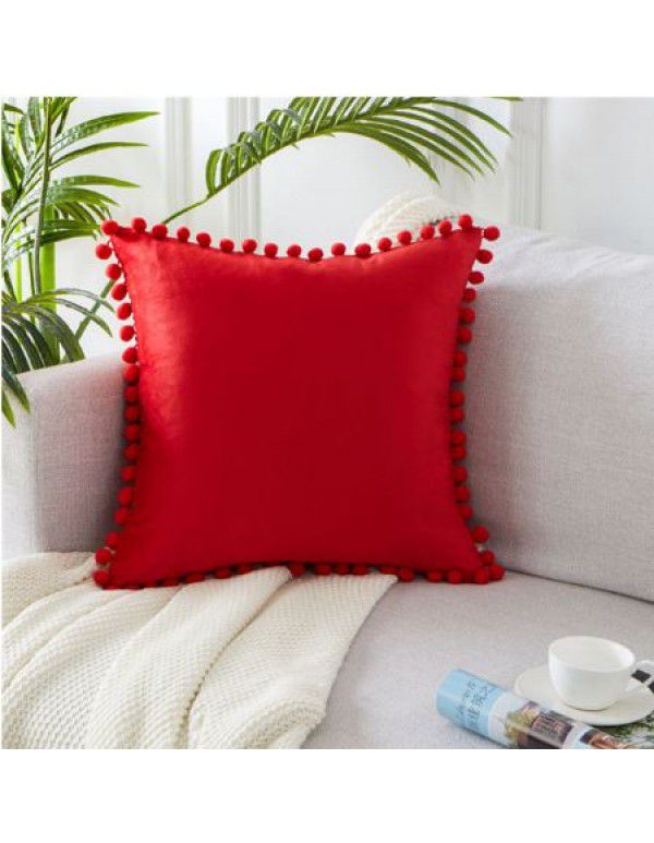 Nordic ins style pillowcase cross-border ball ball velvet solid color pillowcase office sofa pillow bedside cushion