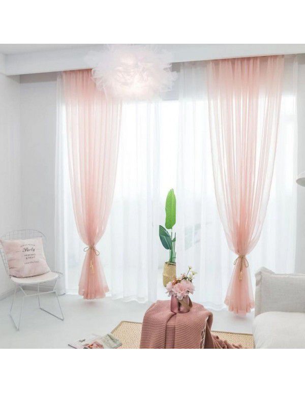 Curtain screen, white linen, thickened window screen, finished bedroom partition screen, floating window, white screen, balcony screen