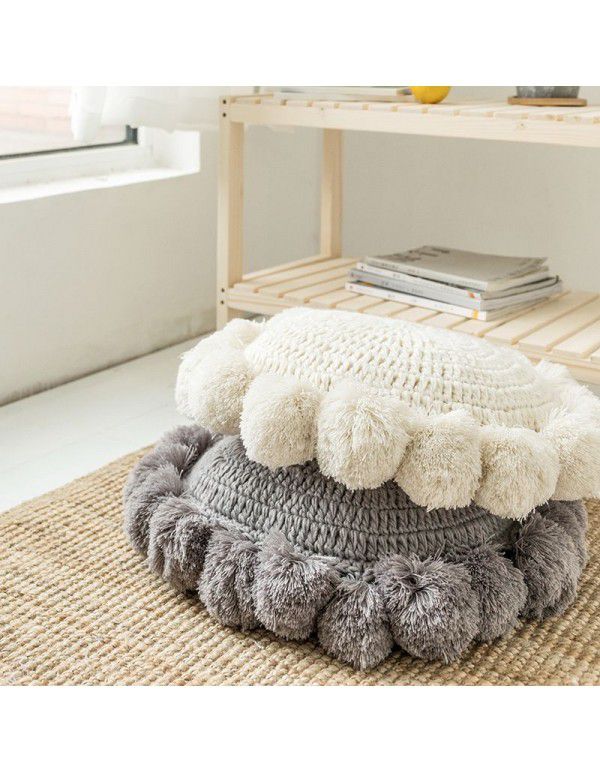 Yutujia Creative Round Ball Pillow Nordic Design Handmade Woolen Sofa Cushion Cushion Solid Color Cushion