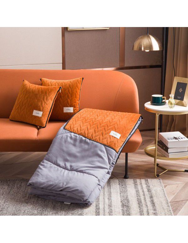 Velvet light luxury pillow, quilt dual-use thickened car office air conditioner, cushion sofa, nap pillow, pillow