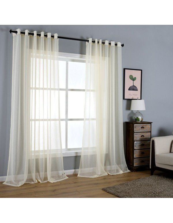 Simple plain color window screens, curtain screens, finished products, living room, bedroom, balcony, blackout curtains, matching yarn, spot supply, cross-border