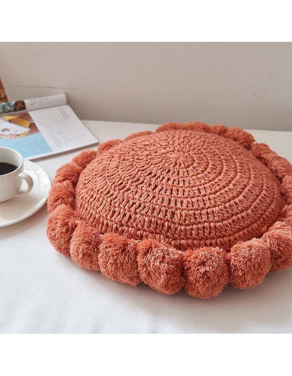 Yutujia Creative Round Ball Pillow Nordic Design Handmade Woolen Sofa Cushion Cushion Solid Color Cushion