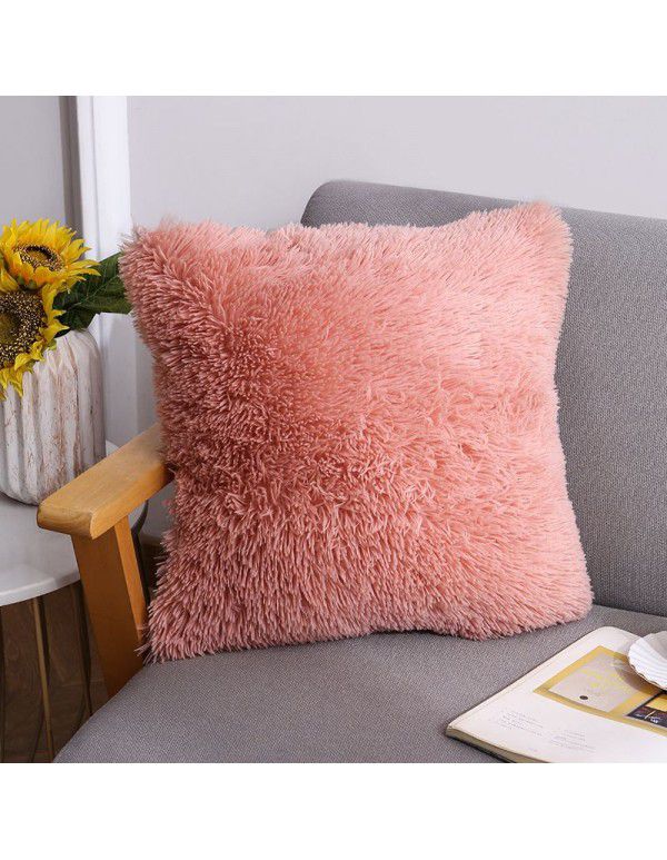 Plush Throw Pillow 2022 Cross border Amazon New Product Solid Color Sofa Cushion Cover Sea Velvet Office Home Cushion