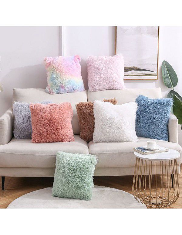 Plush Throw Pillow 2022 Cross border Amazon New Product Solid Color Sofa Cushion Cover Sea Velvet Office Home Cushion